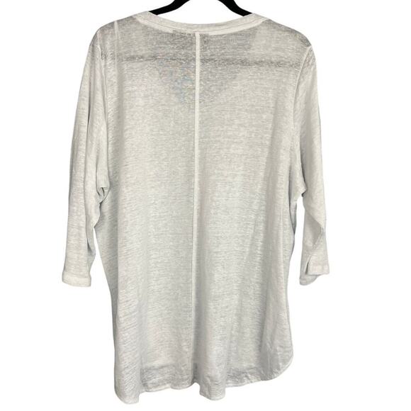 Tahari Burnout 100% Linen 3/4 Sleeve Tee Size 1X - Picture 7 of 7
